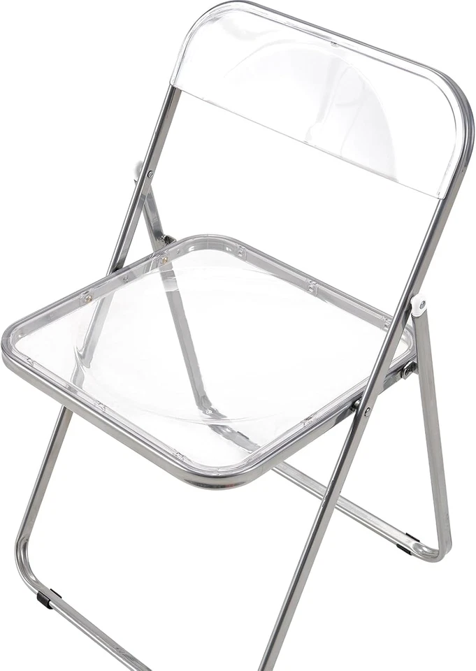 Set Di 6 Pieghevole Sedia in Metallo Trasparente PET Sedia Pieghevole Poltrona 1 - Immagine 3 di 4
