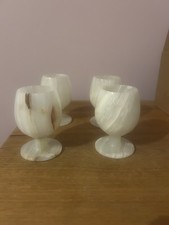 GLASS GOBLETS SET OF 4 x VINTAGE ONYX MARBLE