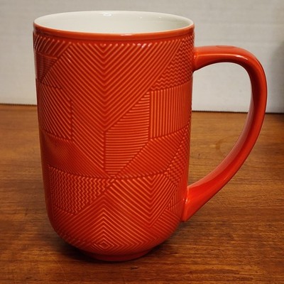Davids David's Tea Nordic Mug Cup Mosaic Textured Red Orange Coral - EUC