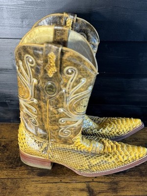 Rare Original Python Boots Oval Toe Antique Color - Joe Boots Men s 39r Us 6.5