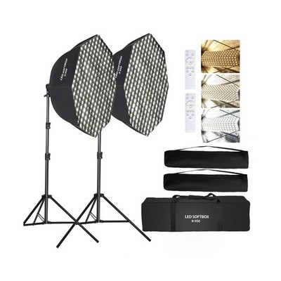 110W Octagonal Parabolic Softbox Lighting Kit, 37.4 ''/95cm Soft Box with Hone...