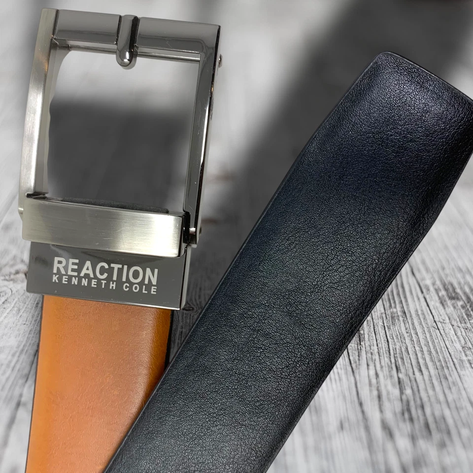Cinto reversível Reaction x Kenneth Cole masculino tamanho M marrom preto couro vegano - Imagem 4 de 4