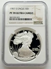 1987-S American Silver Eagle Proof ASE $1 NGC PF70 PR70 UCAM Ultra Cameo Coin