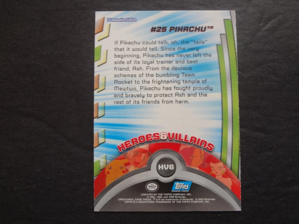 2000 Topps Pokemon Series 3 #HV6 #25 Pikachu TV Animation - Image 2 of 2