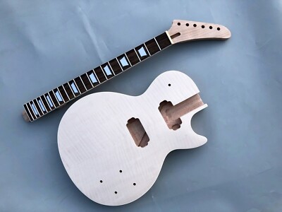 1set Guitar Kit 22fret Guitar Neck Mahogany Flame Maple Cap Set in Guitar Body