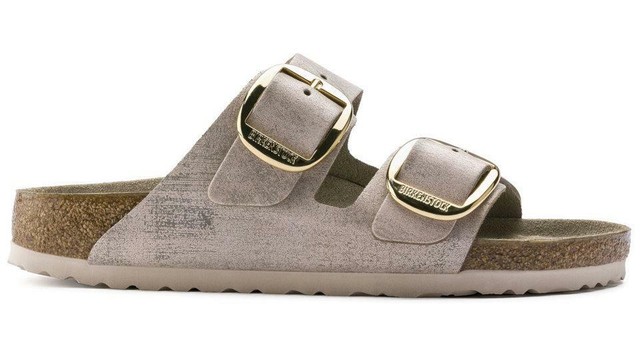 birkenstock arizona rose gold flat sandals