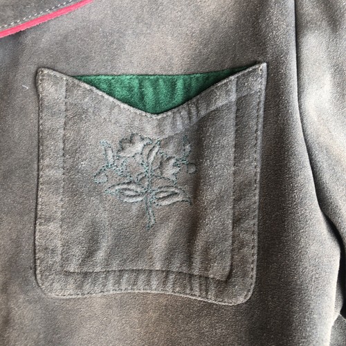 Cappotto giacca pelle scamosciata vintage 1885 scamosciata tirolese Trachten stile austriaco 44 - Foto 14 di 17