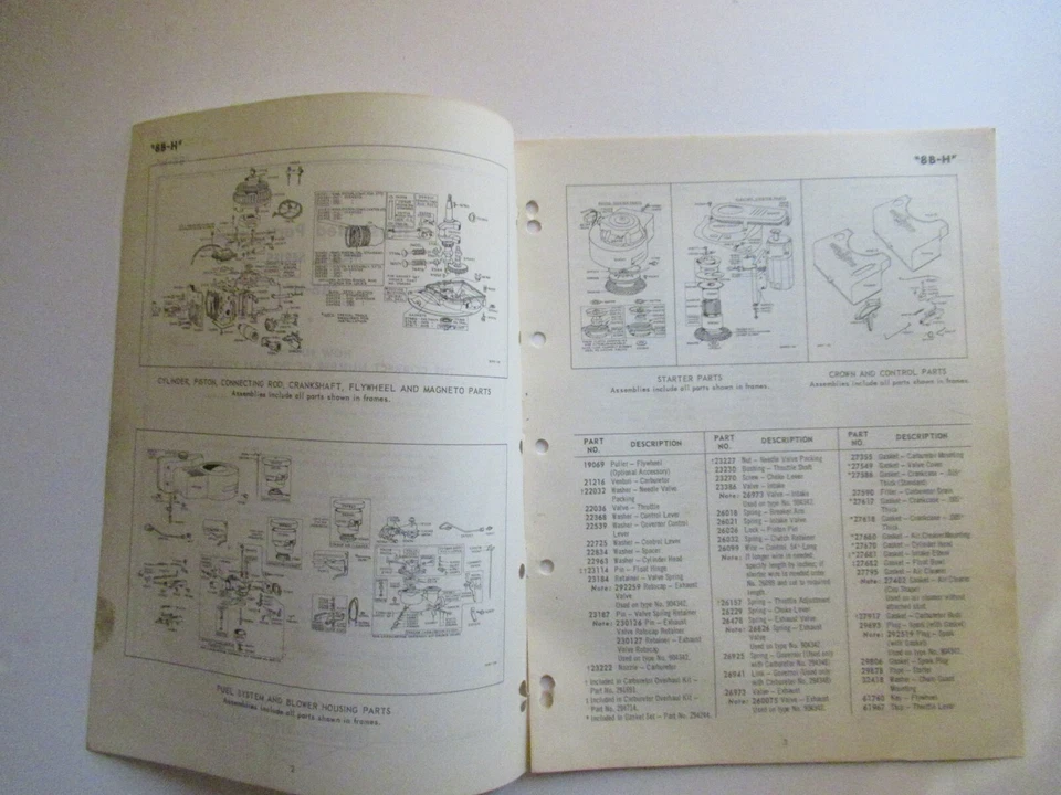 Briggs & Stratton 8B-H engine parts list manual catalog - Image 2 of 3