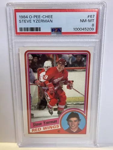 1984-85 O-Pee-Chee - #67 Steve Yzerman (RC) - Detroit Red Wings - PSA 8 NM-MT