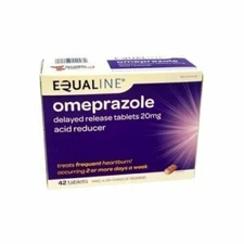 NEW SEALED EQUALINE OMEPRAZOLE 20 MG 42 TABLETS ACID REDUCER 12/25 FREE SHIP USA