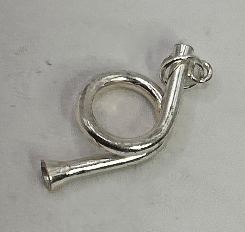 Vintage .925 STERLING SILVER 3D Bugle CHARM For Charm Bracelet