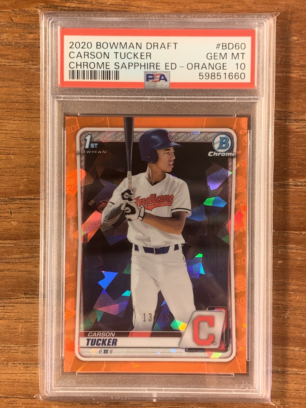 2020 Bowman Draft Sapphire Carson Tucker 1st Orange /25 #BD-60 PSA 10 Gem Mint
