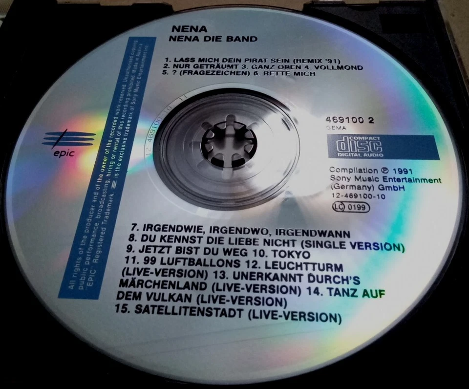 Etiqueta CD Nena Die Band: Epic - 469100 2. Alemán 1991  Foto 2 de 4
