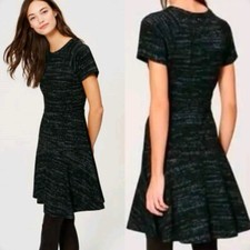 Ann Taylor Loft Grey And Black Fit  Flare Short Sleeve A Line Dress Size 8 158