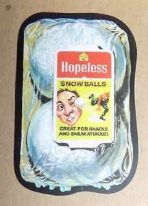 HOPELESS SNOW BALLS WACKY MINI-STICKER...APPROX - 2 1/2" X 1 3/4"
