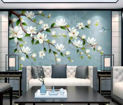 3D White Flower Branch K4969 Wallpaper Mural Self-adhesive Removable Sticker Kay