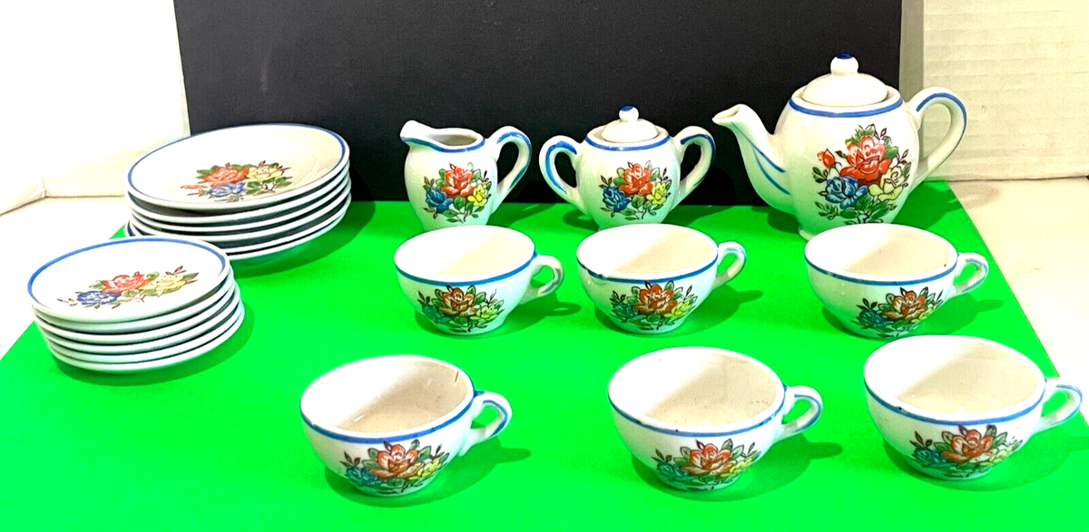 VINTAGE TOY CHINA TEA SET - 21 Piece Set - MADE IN JAPAN - with