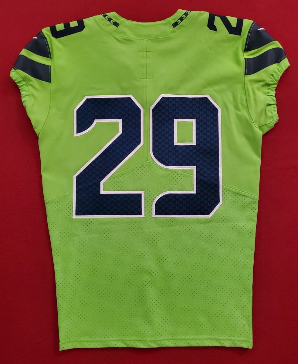 Seattle Seahawks Blank #29 Team-Issued Color Rush Jersey with COA