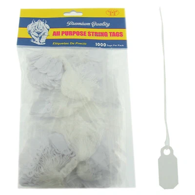RHINO Merchandise Jewelry Price Tag White Square String Style Label 1000 Pcs