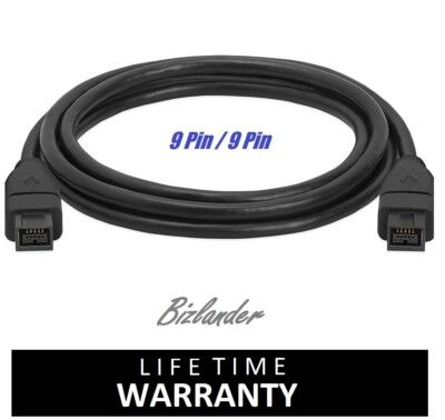 Bizlander Firewire 1394b 800 IEEE 9 Pin to 9 Pin Male to Male Cable AJK78
