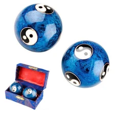 2X 45mm Chinese Baoding Ball Health Exercise Stress Relaxation Therapy Yin Yang
