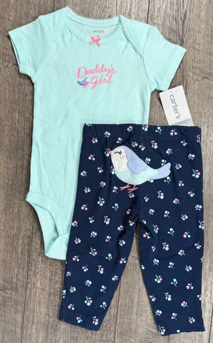 Baby Girl Clothes New Carter's 6 Month 2pc Blue Bird Outfit