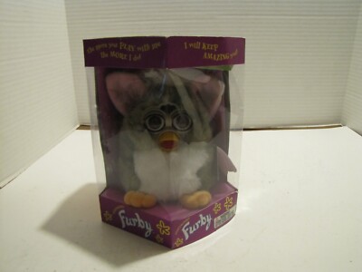 NIB 1998 TIGER ELECTRONICS FURBY GRAY/WHITE W/BROWN EYES MODEL 70-800 IN BOX