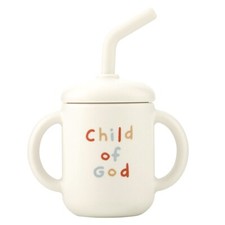 4 oz Silicone Sippy Cup with Lid and Straw for Babies and Toddlers, Child of God