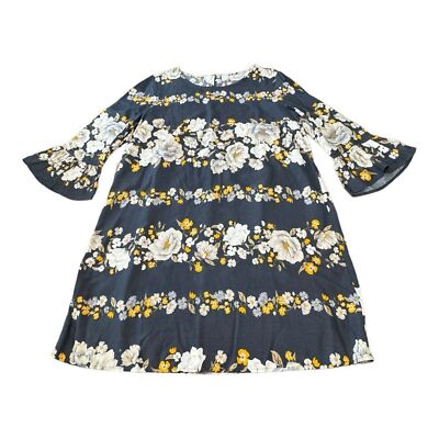 Old Navy Dress Gray Floral Shift Ruffle Sleeves Flowy Boho Women's Size L |  eBay