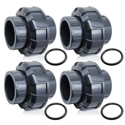 PVC Union Pipe Fitting, 4Pcs 1inch Slip Union Coupling Adapter, Schedule 80, ...
