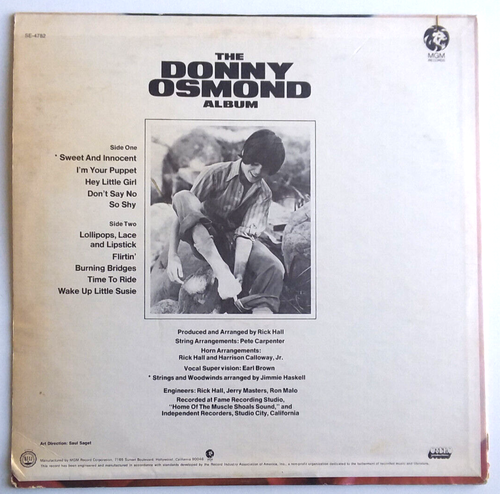 DONNY OSMOND - The Donny Osmond Album - Vinyl LP 1971 MGM SE 4782 Pop - Picture 2 of 6
