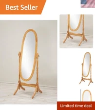 Freestanding Traditional Cheval Mirror with Oak Frame - Perfect for Home Decor