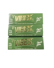 Vibes Rolling Natural Organic Hemp Rolling Papers 1 1/4 Chlorine Free (3 Pack)