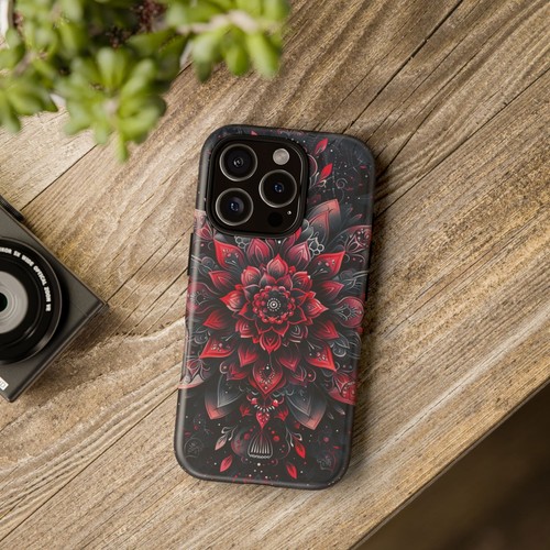 Red Mandala Lotus Floral - Phone Ink Cover Case for iPhone, Galaxy, Pixel - 第 9/281 張圖片