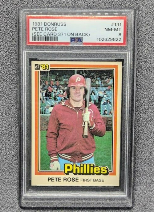 1981 Donruss #131 Pete Rose (See Card 371 On Back) PSA 8
