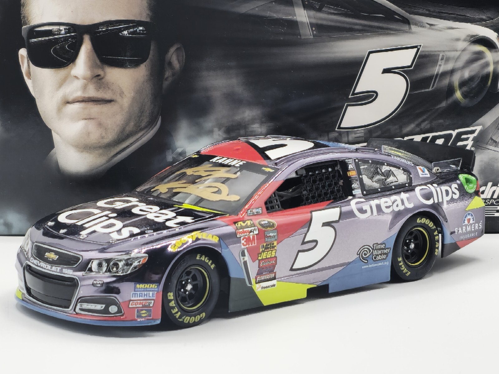 KASEY KAHNE AUTOGRAPHED 2015 GREAT CLIPS COLOR CHROME ARC PLATINUM 1/24