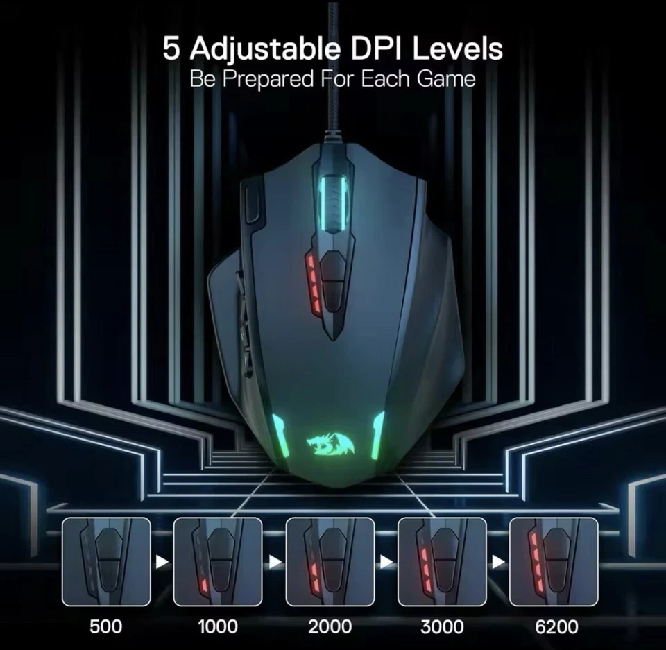 Redragon M908 Wired LED Laser Gaming Mouse with 18 Button for PC MMO - Image 4 of 4