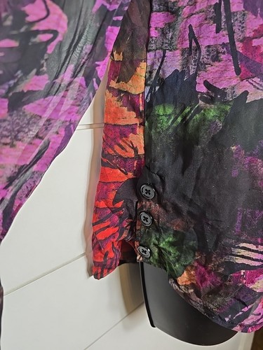 Hilton Hollis Womens 100% Silk Floral Button Up Size M Flaw - Picture 2 of 12