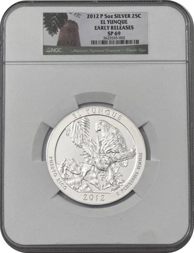 2012 P El YUNQUE America The Beautiful 5 OZ Silver Coin NGC SP69 Early Releases