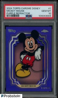2024 Topps Chrome Disney Purple Refractor #1 Mickey Mouse 191/199 PSA 10