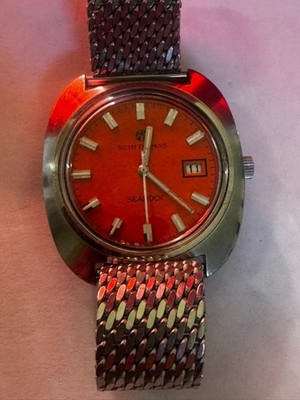 Vintage Seth Thomas Roamer Searock Mod. 430 - 1129.612 Orange Dial Watch