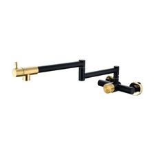 Black Brushed Gold Wall Mount Folding Kitchen Mixer Faucet Tap Stainless Steel