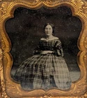 Antique Civil War Ambrotype Photograph Woman in Hoop Dress Portrait w/ Case
