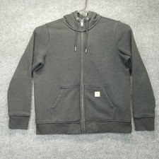 Under Armour Hoodie Boys Large 12-14 L Black Full Zip Relaxed Fit Front Logo UA