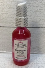Heritage Store Rosewater Serum with 1 HA 2 fl oz 60 ml Cruelty-Free, Exp. 7-26