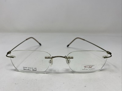 T-39 Japan 20449 Col.43 51-18-140 Brushed Gold Rimless Eyeglasses Frame E741