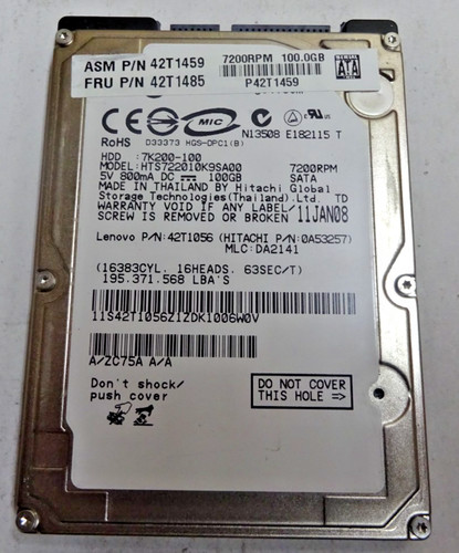 HITACHI *HTS722010K9SA00* 100 GB * SATA HDD Notebook 2,5 Zoll #NFP1617