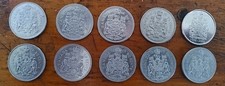 Canadian 50 Cent Coins Lot Of 10 Coins