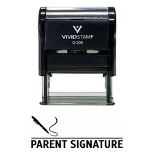 Parent Signature Teacher Self Inking Rubber Stamp Black Ink - Medium Black
