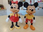 Vintage DISNEY Plastic Figure Set Mickey Mouse Minnie Mouse 5.5" Hong Kong